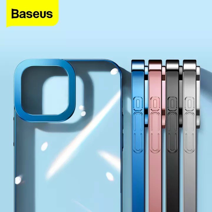 Ốp Lưng iPhone 13 Pro Max Viền Màu Nhựa Cứng Hiệu Baseus Glitter thiết kế mặt lưng trong suốt hoàn toàn lộ nguyên mặt lưng của máy đẹp và sang hơn khi điểm nhấn là lớp viền màu bóng sắc sảo